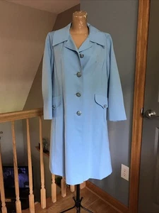 Outer Banks Collection by Jerold Vintage Blue Trench Rain Jacket Metal Buttons - Picture 1 of 18