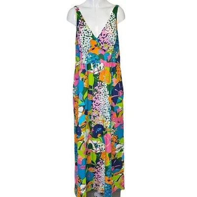 Vestido Largo Tori Richard Honolulu Multicolor Floral 100% Algodón Talla 12 Hawaiano Foto 1 de 4