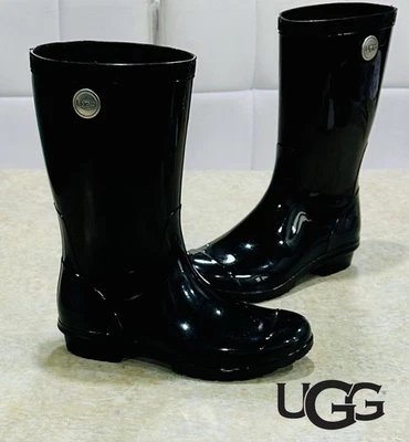 UGG Sienna ‘Black Waterproof Rubber Rain Boots 1014452: Pre-Owned & Authentic! - Image 1 of 4