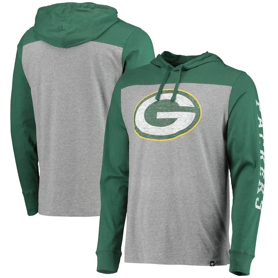 Camiseta con Capucha Green Bay Packers '47 Manga Larga Gris/Verde Para Hombre Foto 1 de 1