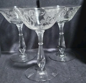 3 CALICI ACQUA TIFFIN FRANCESCANI GIUGNO NOTTE CRISTALLO 9 OZ VETRO INCISO - Foto 1 di 11