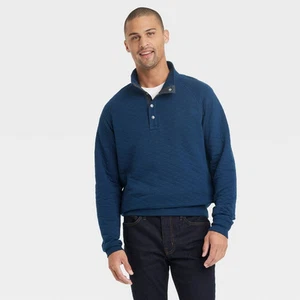 Goodfellow & Co Men's Pullover Sweatshirts Diamond Quilted Pattern Snap Placket - Picture 1 of 25