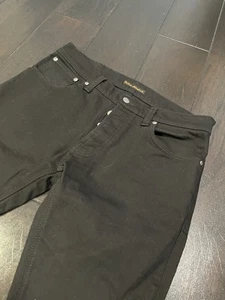 Pantalones de mezclilla Nudie de algodón orgánico negros oscuros para hombre talla 34x34 calce recto - Imagen 1 de 14