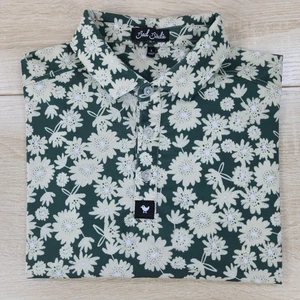 Men's L Bad Birdie Geometric Floral Augusta Green AOP Pattern Golf Polo Shirt - Picture 1 of 7