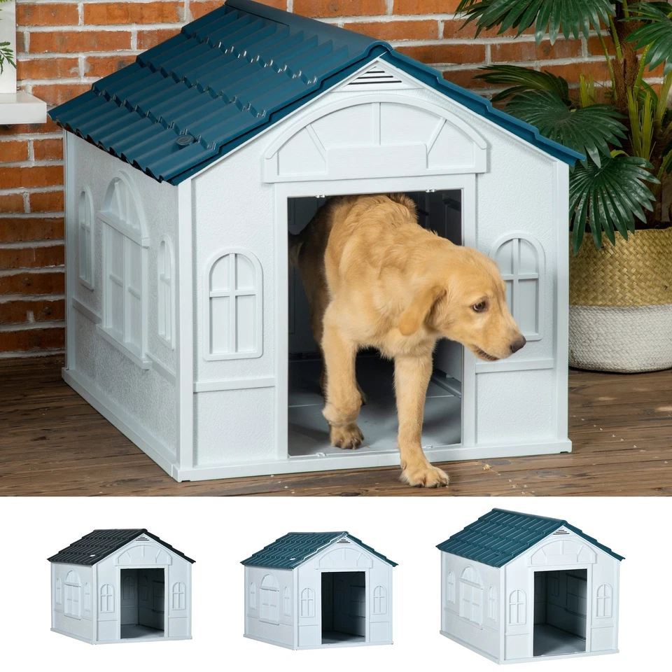 PawHut Plástico Resistente al Agua Casa para Perros Cachorros Refugio para Interior Exterior Foto 1 de 1