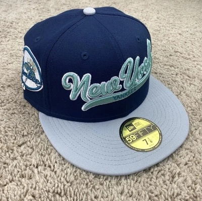 Gorra New York Yankees New Era 59/Fifty Ocean Storm Logo Como Nueva Base 7 1/8 Gorra Foto 1 de 4