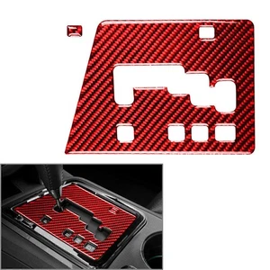 For Dodge Challenger 2008-2014 2x Red Carbon Fiber Gear Shifter Panel Cover Trim - Picture 1 of 9