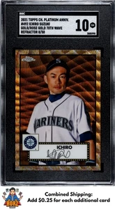 Topps 2021 cromo platino ICHIRO SUZUKI refractor de onda de oro rosa/50 SGC 10 - Imagen 1 de 2