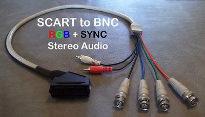 WOOKIEEWIN Female RGB SCART to 4 BNC + Audio Cable Sony PVM Genesis SNES Neo Geo - Image 1 of 4