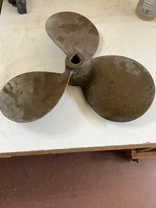 Vintage Brass Boat Propeller 15RH10 Grand Rapids Mich 9 65 With Tapered Shaft - Picture 1 of 12