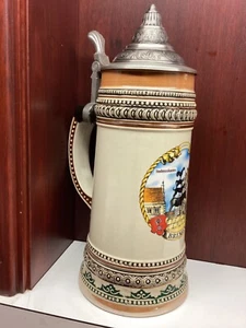 GERZ GERMANY BIERKRUG KERAMIK ZINN ZINN 28cm hoch - Bild 1 von 8