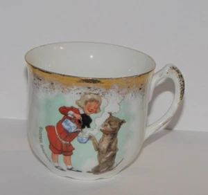 Buster Brown Shoes~Antique Demitasse Advertising Porcelain Cup w/Gold Trim - Picture 1 of 5