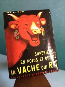 Rétro Plaque Emaillée Lithographiée Miniature Publicitaire " LA VACHE QUI RIT " - Bild 1 von 2