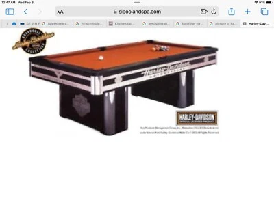 Harley-Davidson midnight chrome pool billards table by Olhausen and accessories  - Image 1 of 4