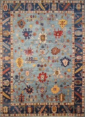 10x14 Blue Turkish Oushak Hand Knotted Wool Transitional Area Rug 9'10"x13'5" - Image 1 of 4