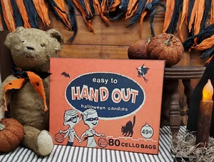 INSEGNA ARANCIONE VINTAGE RETRÒ STILE MODERNO HALLOWEEN CARAMELLE PUBBLICITARIE DOLCETTO - Foto 1 di 9