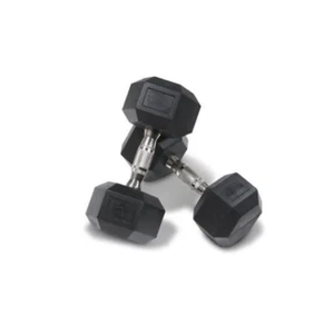 Pair of 10kg Rubber Hex Dumbbells for Fitness Gym Training - Picture 1 of 1
