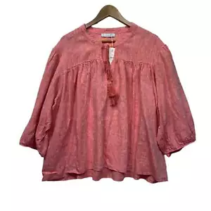 Ridley Linen Top Size Large 14 Pink Long Billow Sleeve New - Picture 1 of 9