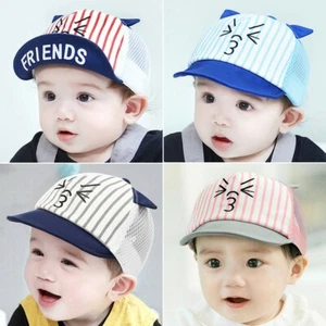 Toddler Infant Baby Boys And Girls Cat Cartoon Hat Summer Adjustable Sun Cap - Picture 1 of 14