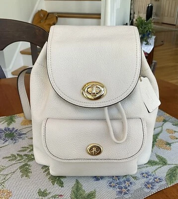 COACH Mini Turnlock Rucksack Backpack In Chalk - Image 1 of 4