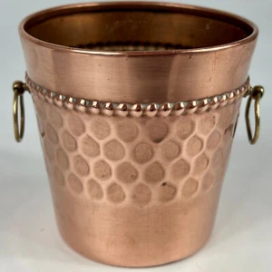 Vintage French Hammered Copper Small Plant Pot Ornament Stamped Villedieu - Picture 1 of 13