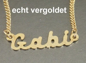 EDLE HALSKETTE GABI KETTE ECHT VERGOLDET NAMEN NAMENSCOLLIER NAMENSKETTE NEU - Picture 1 of 1