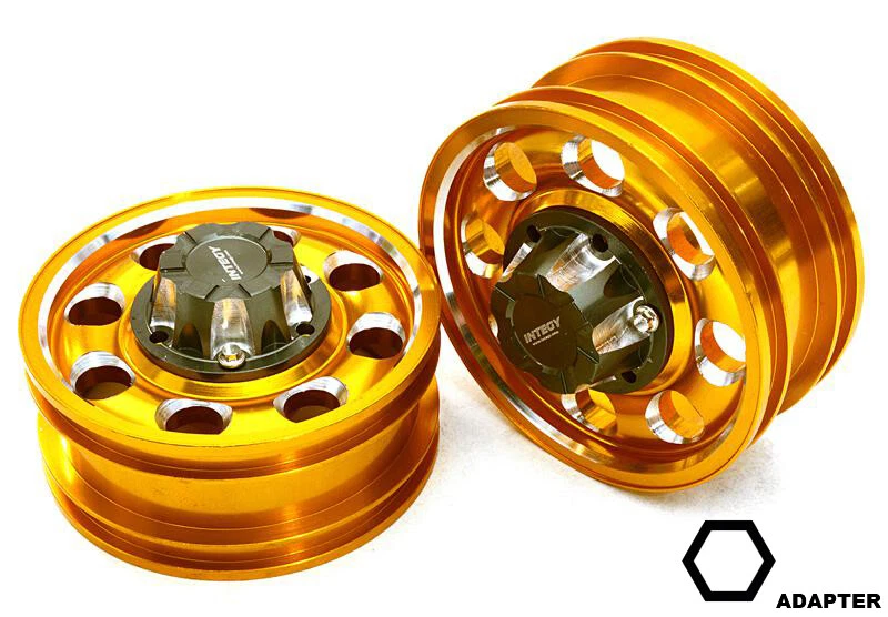 C27022GOLD Integy Billet Machined Alloy F Wheel for Hex Type 1/14 Scale Trucks