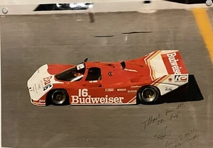 1985 Porsche 962 IMSA GPT Dyson Racing #18 Budweiser signed Photo 8x12 Original - Bild 1 von 3