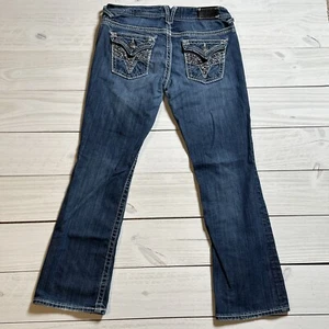 Vigoss Jeans Women's 34x30 Blue Denim The New York Boot Embellished Bling - Picture 1 of 11