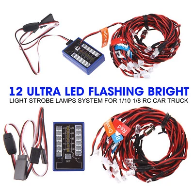 12 Flashing LED Bright Light Strobe Lamps for 1/8 1/10 HSP TAMIYA CC01 RC Car - Image 1 of 4