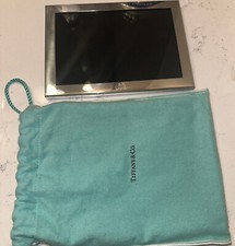 Cadre photo en étain Tiffany & Co. 5x7 avec sac à poussière GRAVÉ « CA »