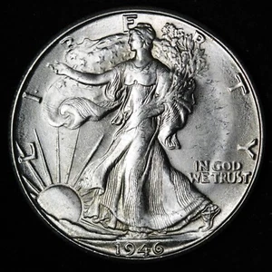 1946-D Walking Liberty Silver Half Dollar BU *UNCIRCULATED* MS E320 JVNH - Picture 1 of 2