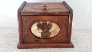 Vintage Rezeptbox ohne Marke Holz Arbeitsplatte Plexiglas Retro Landhausstil gebraucht - Bild 1 von 14