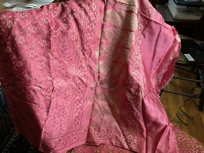 Vtg Silk Brocaid From Damascus Syria In The 60’s Rose W/ Gold Approx 45”X 6 Yds - Image 1 of 3