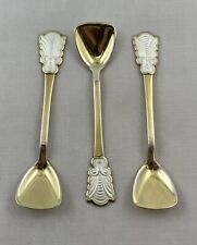 Vintage Scandinavian Sterling Silver Gold Wash Enamel Salt Cellar Spoon