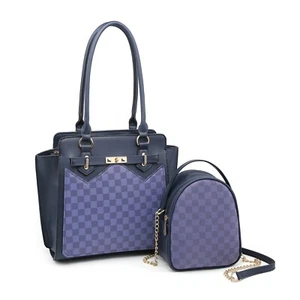 Women's Tote Bag Set with Crossbody Purse, Checkered Pattern Large Tote 2 Pack - Picture 1 of 18