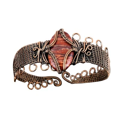 Brazalete brazalete flor jaspe piel de serpiente roja natural ovalado cobre oferta día de la madre Foto 1 de 4