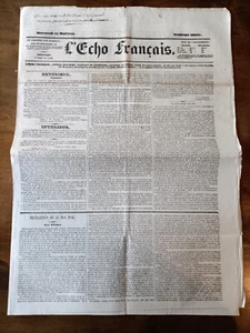 Vieux Journal - L'Echo Français Journal - 16ème ANNEE 1844 - Le Compilateur - Imagen 1 de 2