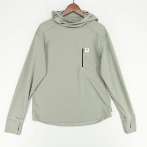 DESO Pullover Hoodie Thumb Holes Long Sleeve Zip Pocket Lightweight Sage Green L - Picture 1 of 9