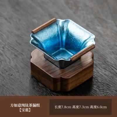 Filtro filtro filtro de chá quadrado titânio ouro titânio filtro de chá conjunto - Imagem 1 de 4