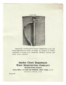 VINTAGE West Disinfecting Company Sanitor Closet Department Pump Dispatcher 750 - Picture 1 of 2