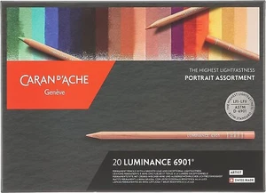 Boîte de 20 crayons Luminance Edition PORTRAIT Carand'ache + 2 Cartes postales - Afbeelding 1 van 4