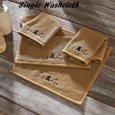 Country Primitive Pip Vine Star Washcloth Embroidered Single Towel - Изображение 1 из 3