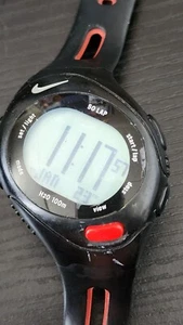 Nike Bowerman Digital Watch Black Red 100M 50 Lap Day Date WR0129 New Battery - Picture 1 of 7