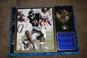 Rashaan Salaam signed CHICAGO BEARS PHOTO IN PLAQUE AUTO  - Picture 1 of 2