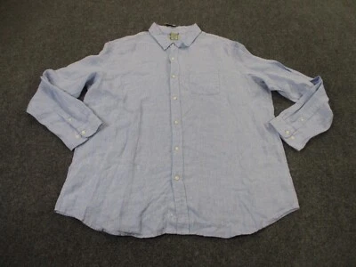 LL Bean Shirt Mens 2XL Blue Linen Chambray Slightly Fitted Lightweight Adult NEW - Image 1 of 4
