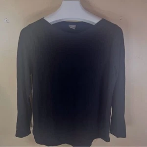 Chicos Classic Black Soft Rayon Long Sleeve Top Size Large (2) Capsule Wardrobe - Picture 1 of 5