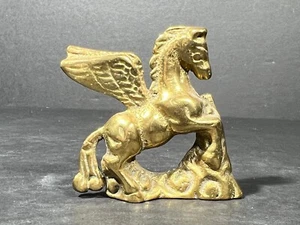 Vintage Solid Brass Miniature Pegasus Figurine Statue - Picture 1 of 5