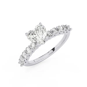 2.50ct Heart Lab Grown Diamond Ring 14K Solid White Gold IGI Certificate 50045 - Picture 1 of 6
