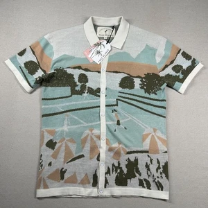 Free Planet Shirt Mens L Knit Polo Button Up Lost Paradise Tennis Beach Resort - Picture 1 of 10